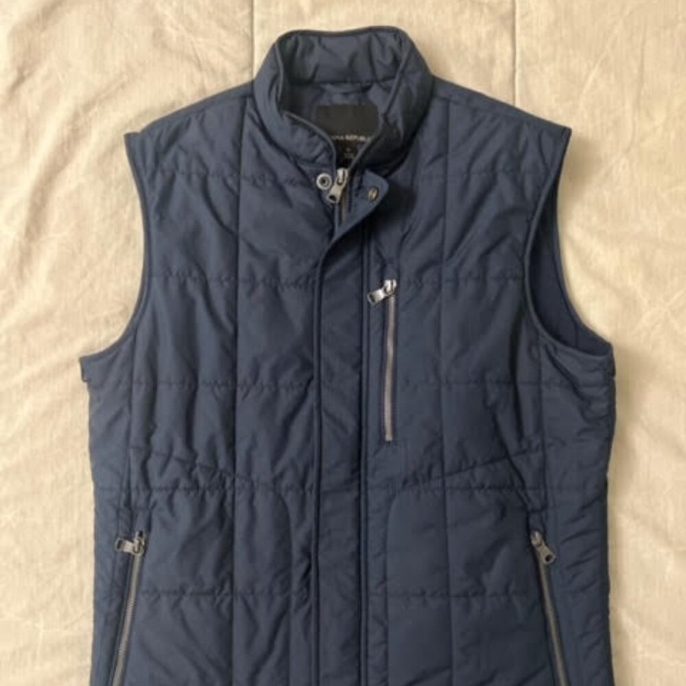 Banana Republic Puffer Zipper Vest (Navy, Small)